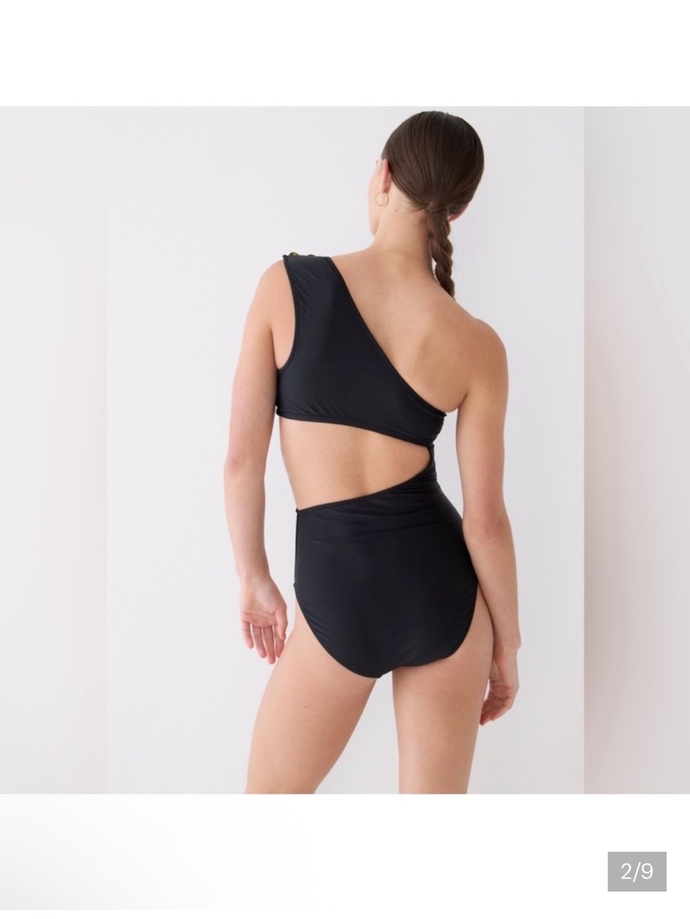 J. Crew Red One-Shoulder Cutout Swimsuit with Gold Buttons - Picture 4 of 8